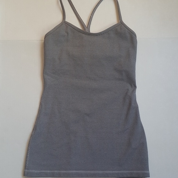 Lululemon Stripe Black & Gray Power Y Tank 4 - Picture 4 of 8
